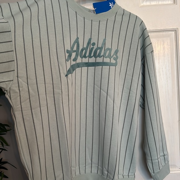 Adidas mint and striped crewneck sweater NWT L - Picture 3 of 8